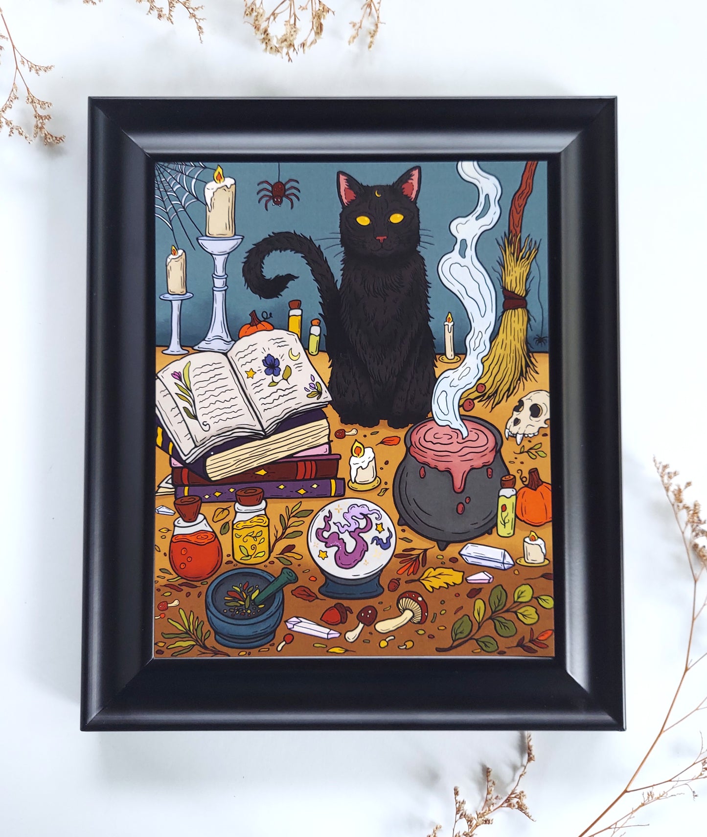 Art print | "Purrfect Potion" | Black cat digital illustration