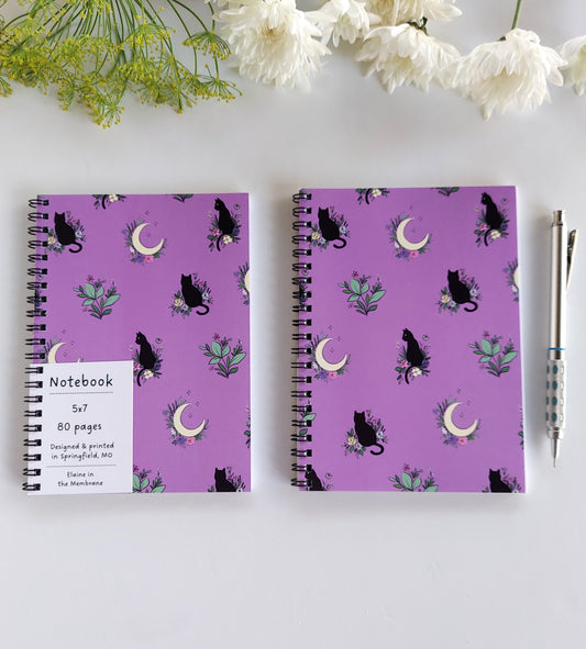 5x7 Notebook | Black Cats & Moons