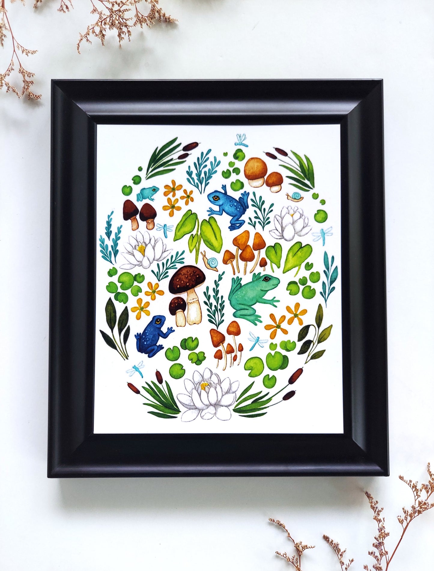 Art print | "Bog Buddies" | Frogs & toads watercolor