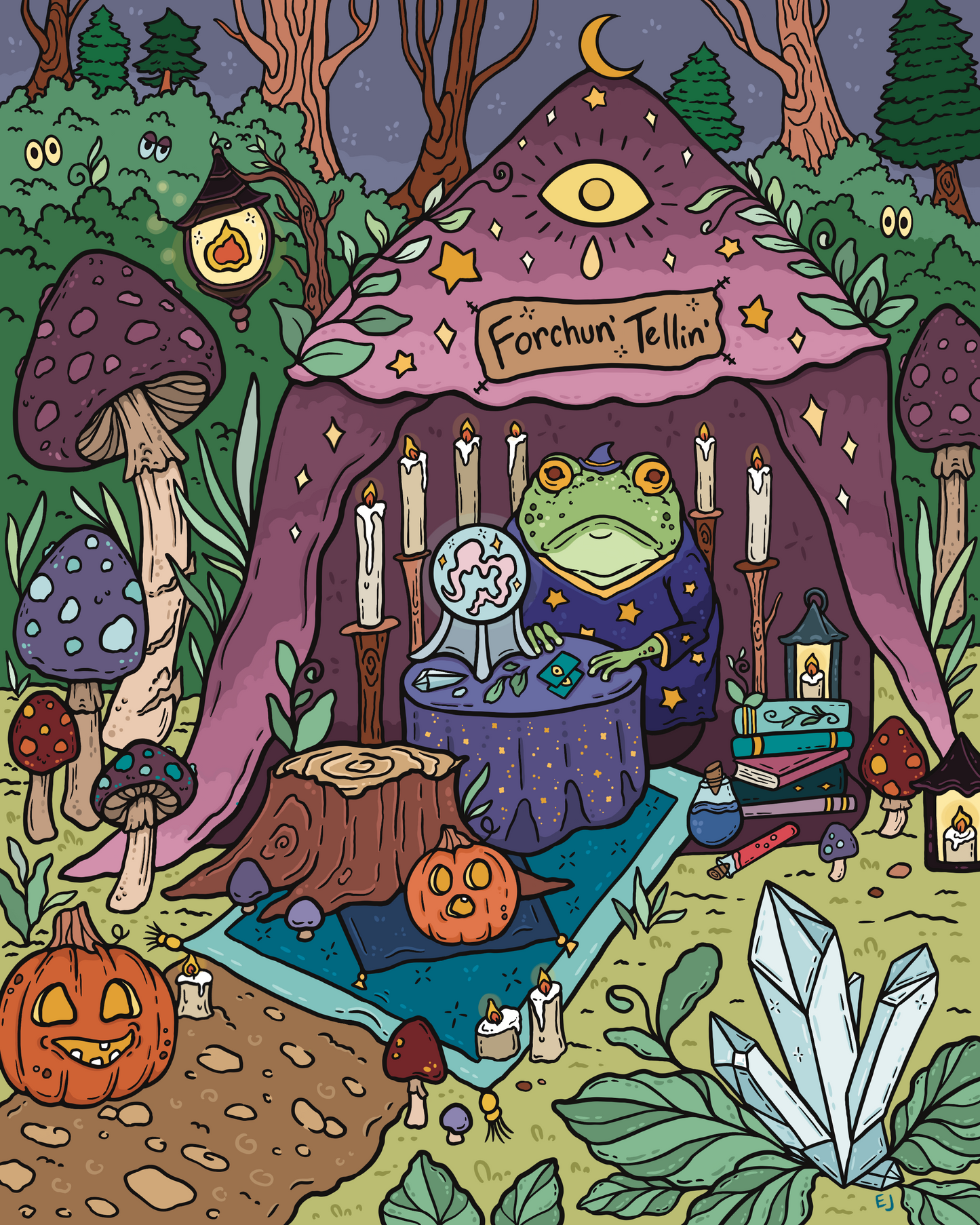 Art print | "Forchun' Tellin' " | Frog digital illustration