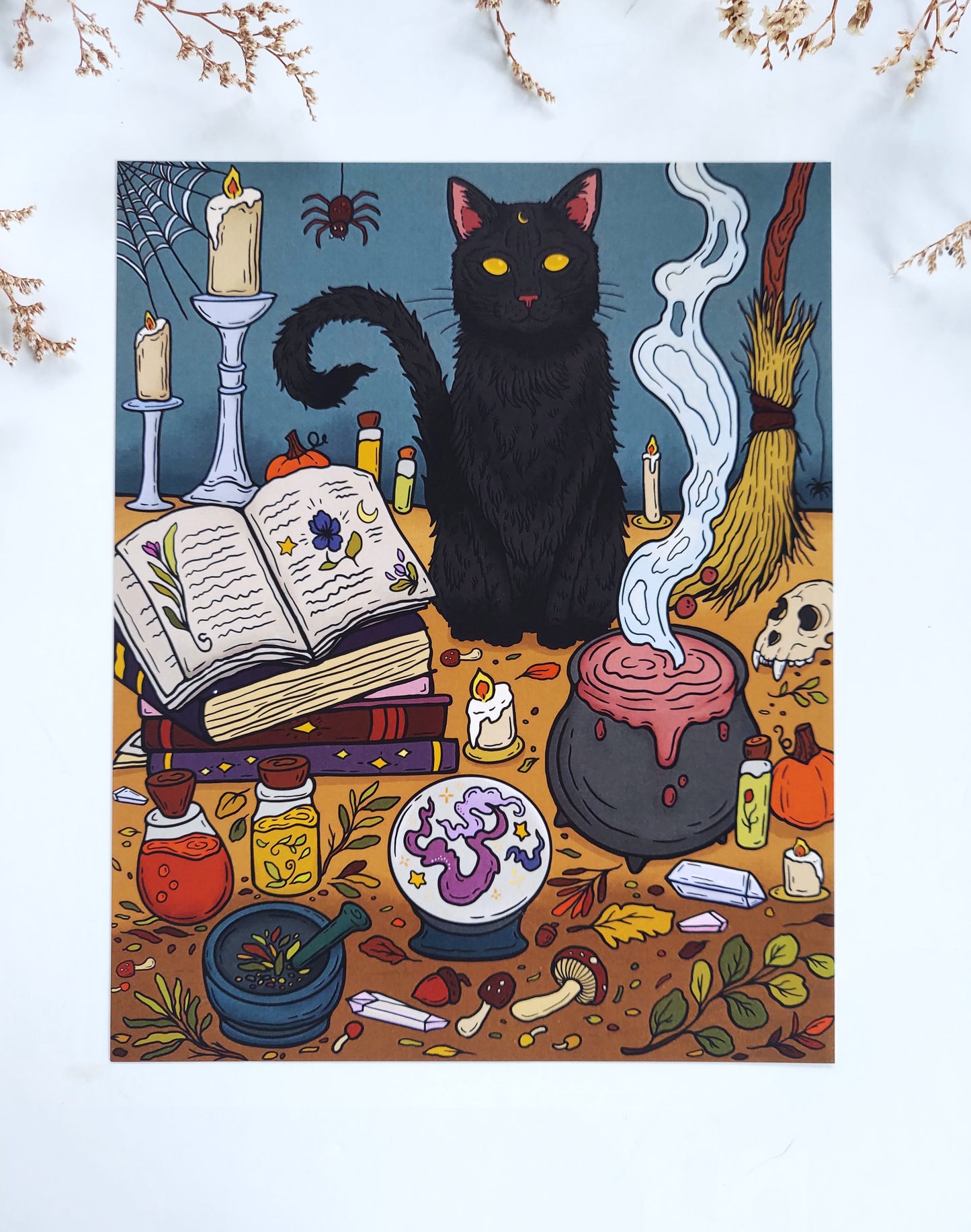 Art print | "Purrfect Potion" | Black cat digital illustration